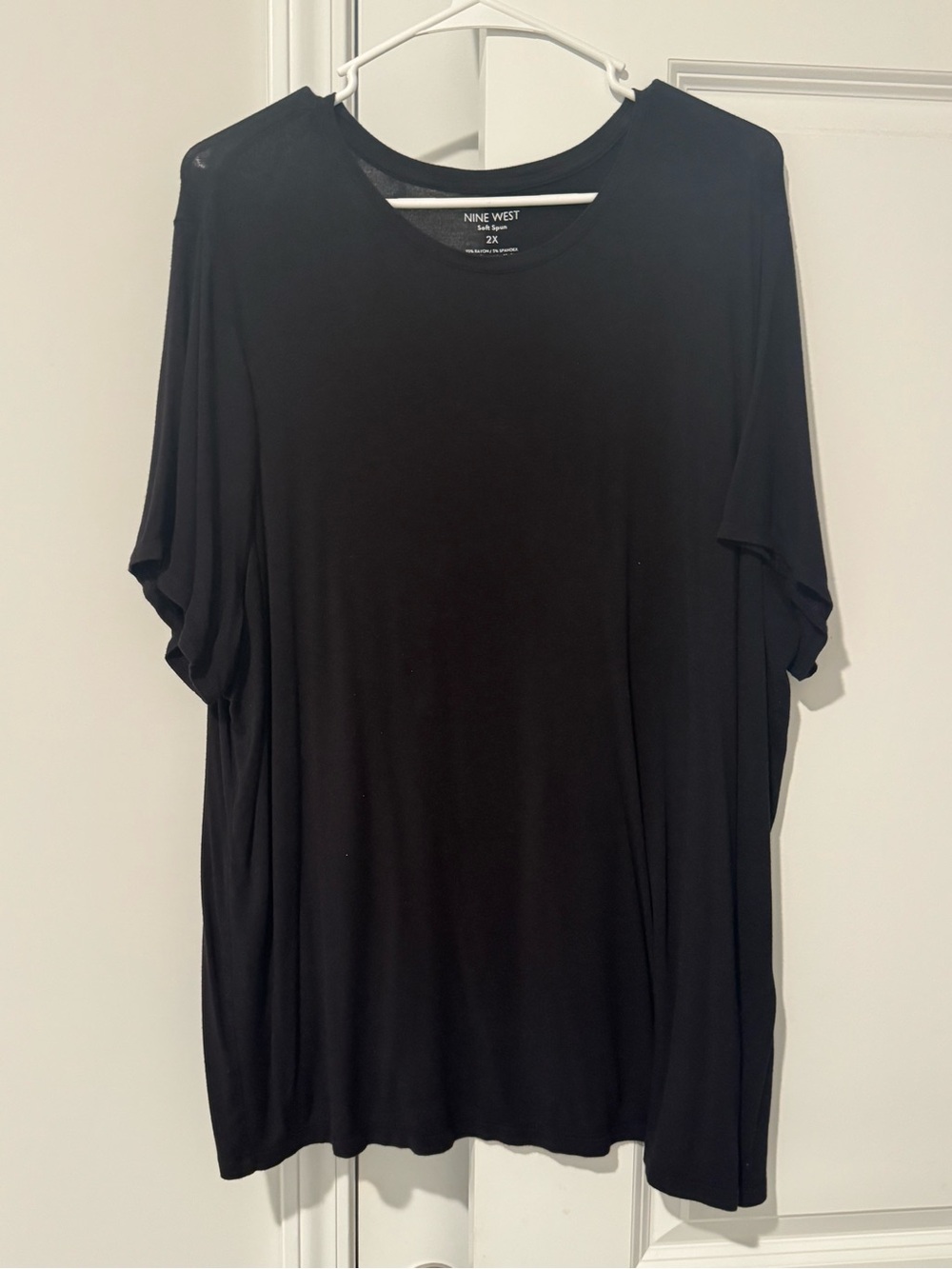 Nine West Black Short Sleeve Crewneck Tee